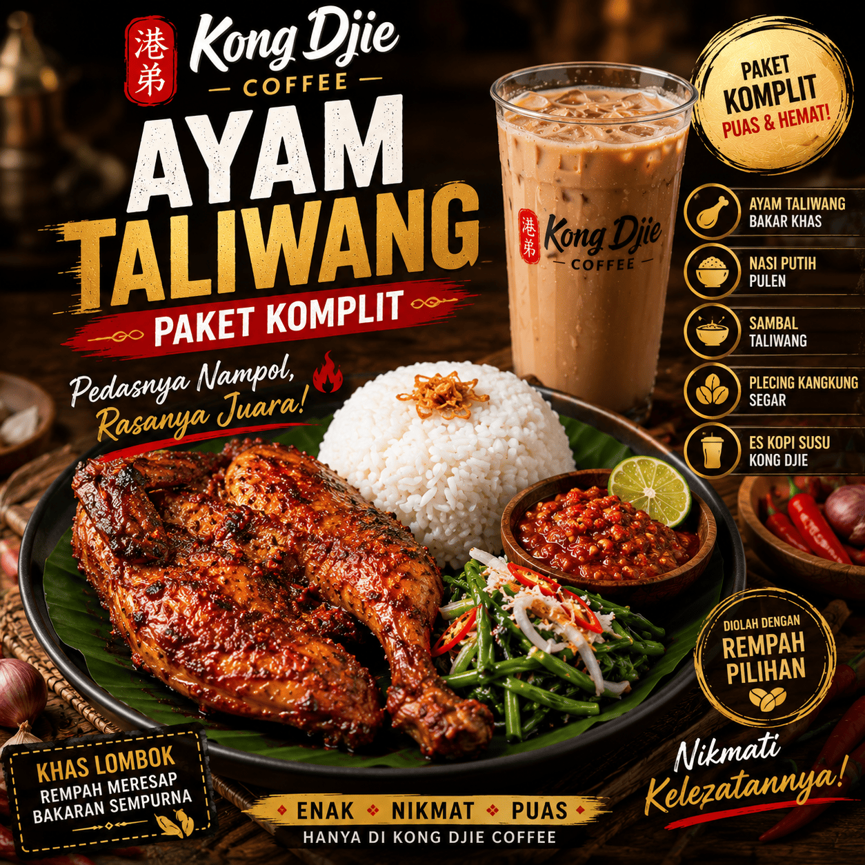 Ayam Taliwang Paket Komplit Kedai Kopi Kong Djie